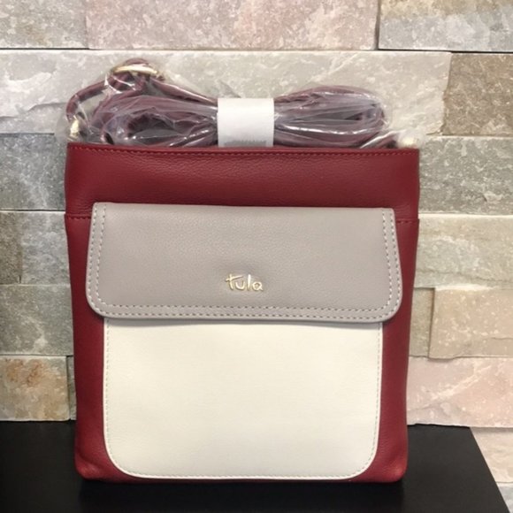 Tula England Colorblock Leather Zip-Top Crossbody Bag - Picture 2 of 4